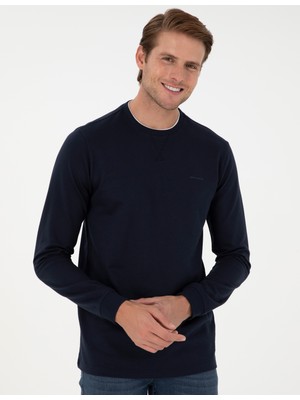 Pierre Cardin Erkek Lacivert Regular Fit Bisiklet Yaka Basic Sweatshirt 50298968-VR033