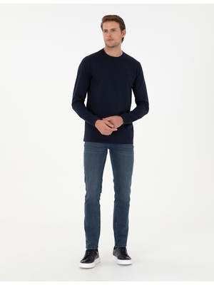 Pierre Cardin Erkek Lacivert Regular Fit Bisiklet Yaka Basic Sweatshirt 50298968-VR033