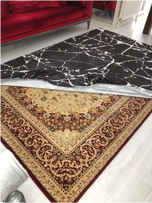 Carpet Cover Yeni Siyah Mermer Modeli Ipek Kadife Lastikli Halı Örtüsü/kılıfı