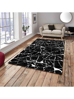 Carpet Cover Yeni Siyah Mermer Modeli Ipek Kadife Lastikli Halı Örtüsü/kılıfı