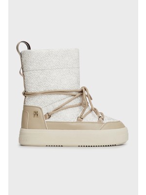 Tommy Hilfiger Monogramlı Kar Botu Kadın Kar Botu FW0FW08430 Aeg