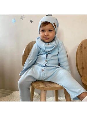 Merra Kids Unisex Bere Boyunluklu Tulum Acık Mavi