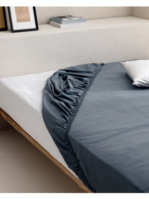 Madame Coco Manon King Size %100 Pamuk Ranforce Lastikli Çarşaf - Koyu Mavi