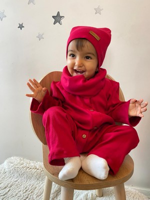 Merra Kids Unisex Bere Boyunluklu Tulum Kırmızı