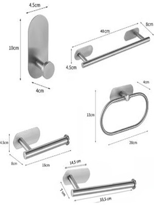 Ardini Kendinden Yapışkanlı Banyo Seti 5 Li Krom