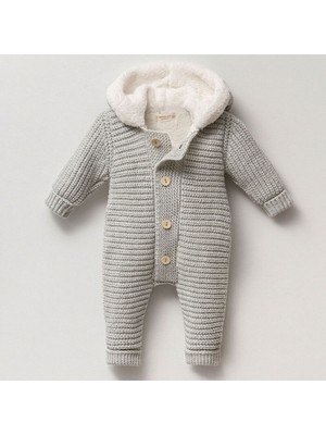 Nipperland 8198NG Bebek Kalın Liksli Kapüşonlu Naturel Yün Gri Tulum