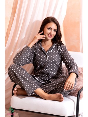 Nisanca Kadın Kışlık Welsoft Peluş Polar  Düğmeli Pijama Takımı