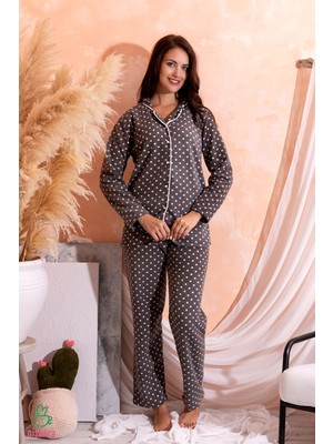 Nisanca Kadın Kışlık Welsoft Peluş Polar  Düğmeli Pijama Takımı