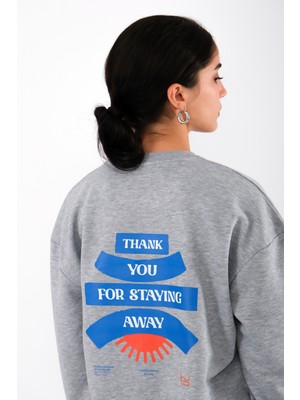 Thank You Relaxed Fit Sweatshirt Kadın - Gri