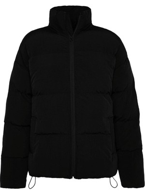 FRM  Moda Şık Bol Dik Yaka Standart Düz Astarlı Oversize Fit Dik Yaka Şişme Kışlık Mont