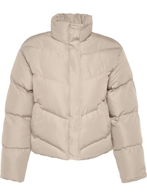 FRM Kadın Moda Şık Regular Dik Yaka Standart Düz Astarlı Regular Su Itici Şişme Mont