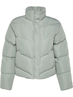 FRM Kadın Moda Şık Regular Dik Yaka Standart Düz Astarlı Regular Su Itici Şişme Mont