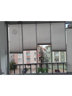 Plised Home Katlanabilir Cam Balkon Plise Perde Kül Gri (Vidalıveya Kancalı)