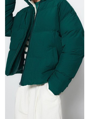 Ersefa Tasarım Düz Astarlı Yaka Standart Bol Dik Unisex Oversize Fit Dik Yaka Şişme Kışlık Mont