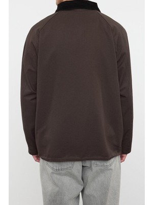 Ersefa Tasarım Düz Astarlı Yaka Standart Regular Ceket Unisex Regular Fit Kadife Yaka Detaylı Mont