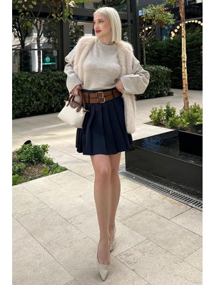 Bej Yumuşak Doku Astarlı Kadın Yelek MG2238