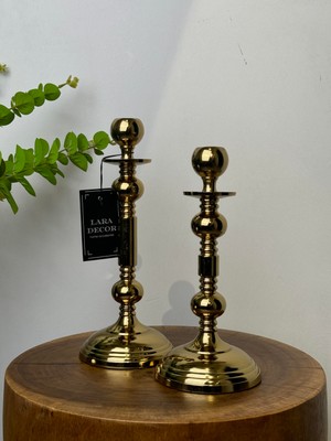 lara decor gold metal 2'li mumluk