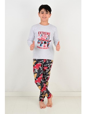 Erkek Çocuk Pijama Takımı Uzun Kollu Air Craft  pamuklu Kışlık