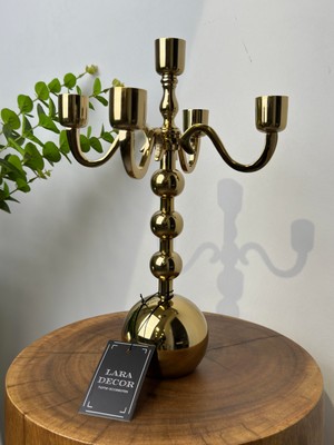 lara decor gold 4 kollu şamdan