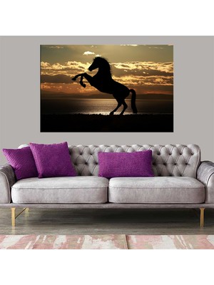 Miyrem Exclusive Serie"  Gün Batımında Şahlanmış At Kanvas Tablo