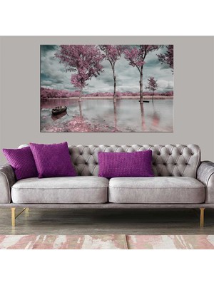 Miyrem Exclusive Serie"  Kayık ve Pembe Ağaçlar  Kanvas Tablo