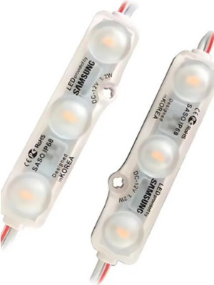 Demir Led 12 Volt 3 Lensli Samsung Modül Led Kırmızı (10 Adet)