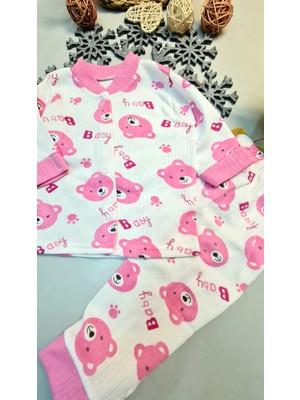 CemBebe Yeni Doğan Kız Bebekler Için Ayıcık Desenli Pijama Takımı