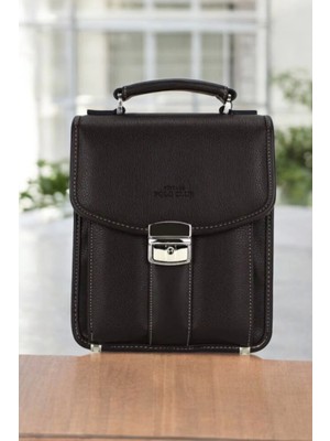 Terzi Bey Kahverengi Vintage Tarz Erkek Suni Deri Omuz ve El Çantası