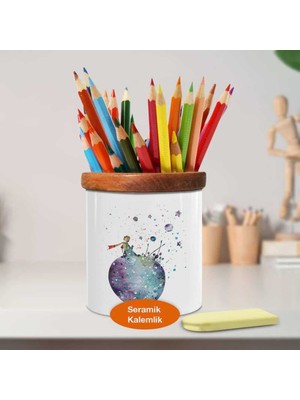 Galaktik Gezegen Küçük Prens Ahşap Seramik Kalemlik -7899241