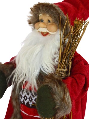 Yılbaşı Dekor Süsü Dekoratif Çalılı Noel Baba 45 cm