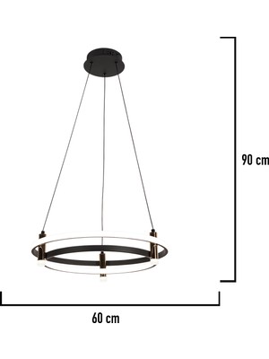 Apliqa Blom Yuvarlak 112 Watt Siyah  Modern Oturma Odası Salon Sarkıt LED Avize