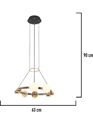 Apliqa Dilay 8'li Siyah Gold Yuvarlak 80 Watt Modern, Kafe Restoran, Salon LED Sarkıt Avize