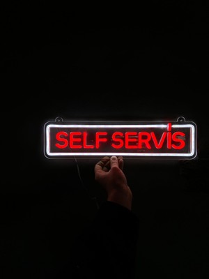 Neonite 'self Servis' Işıklı Neon LED Dekoratif Duvar Yazısı Tabelası (50X12CM)