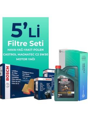 BOSCH Land Rover Freelander 2.2 Filtre Bakım Seti Castrol Motor Yağlı (2006-2014) 5 Li