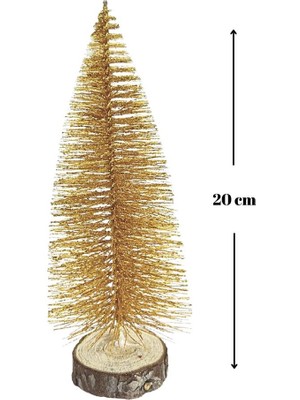 Parti Adresi Mini Yılbaşı Ağacı Dekoratif Simli Çam Ağacı Altın 20 cm