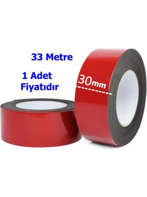 Çift Taraflı Bant Kırmızı 30MM x 33 Metre