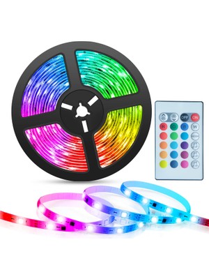 Upway Rgb Şerit LED 5 Metre Silikonlu Su Geçirmez Kesilebilir Bluetoothlu Müziğe Duyarlı Kumandalı