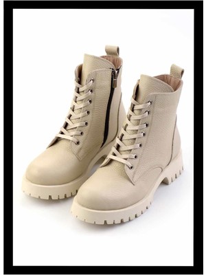 Bambi Bej Deri Kadın Bot & Bootie K02028700703