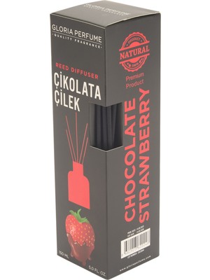 Gloria Perfume Chocolate Strawberry Bambu Çubuklu Oda Kokusu - Şeffaf - 150 ml