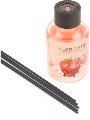 Gloria Perfume Chocolate Strawberry Bambu Çubuklu Oda Kokusu - Şeffaf - 150 ml