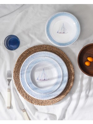 Madame Coco Densy 6 Kişilik 18 Parça Yemek Takımı - Mavi/beyaz