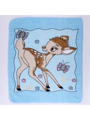 Bebegen Mavi Ceylanlı Desenli Polar Battaniye 85*100 cm