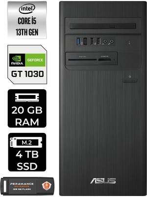 Asus S500TE Intel Core I5 13500 20GB 4tb SSD GT1030/4GB W11P Masaüstü Bilgisayar & Per4 USB Bellek 5135000020P3420