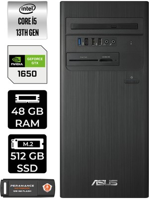 Asus S500TE Intel Core I5 13500 48GB 512GB SSD GTX1650/4GB W11P Masaüstü Bilgisayar & Per4 USB Bellek 5135000020P4442