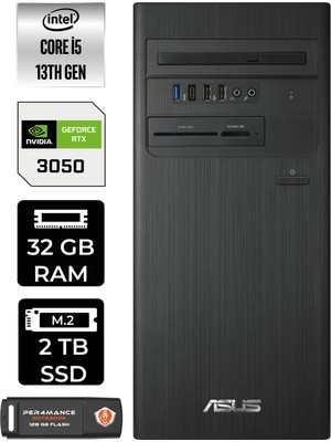 Asus S500TE Intel Core I5 13500 32GB 2tb SSD RTX3050/6GB Fdos Masaüstü Bilgisayar & Per4 USB Bellek 5135000020P5329