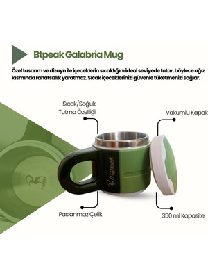 Btpeak Galabria 350 ml Vakum Kapaklı Paslanmaz Çelik Mug, Bardak,termos Sıcak/soğuk