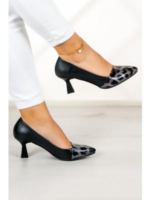 Erkan Saçmacı Laura Gri Leopar Topuklu Ayakkabı