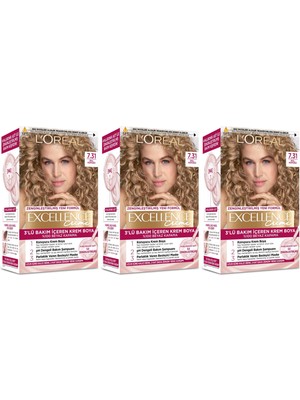 L'Oréal Paris Excellence Yenilenmiş Ambalaj Saç Boyası - 7.31 - Bal Köpüğü x 3 adet