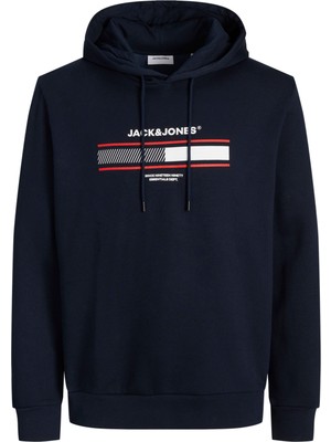 Jack & Jones Erkek Gögüs Logo Baskili Kapüsonlu Sweatshirt - South