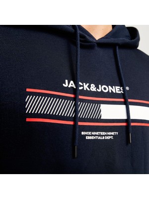 Jack & Jones Erkek Gögüs Logo Baskili Kapüsonlu Sweatshirt - South